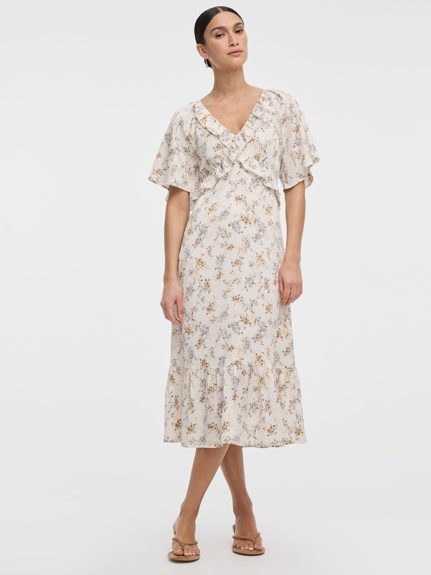 V-Neck Empire-Cut Midi Dress